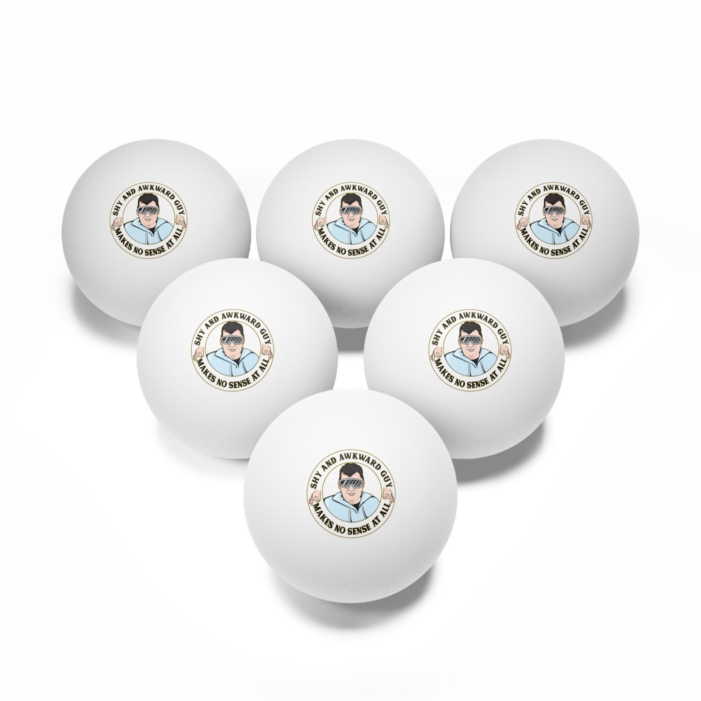 Ping Pong Balls - 'Shy and Awkward Guy' - 6 pcs